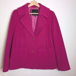 Talbots Fushia Pink Wool Peacoat Mid Length with Pockets size 6p Preppy